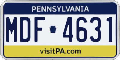 PA license plate MDF4631