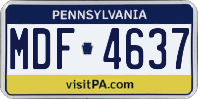 PA license plate MDF4637