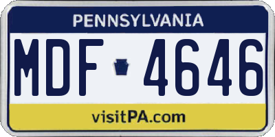 PA license plate MDF4646