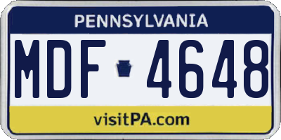 PA license plate MDF4648