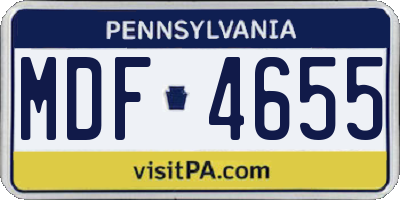 PA license plate MDF4655