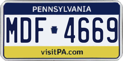 PA license plate MDF4669