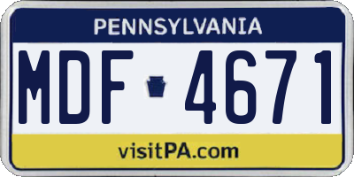 PA license plate MDF4671