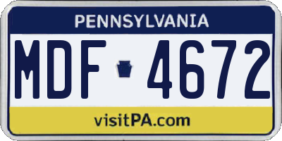 PA license plate MDF4672