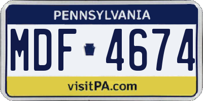 PA license plate MDF4674