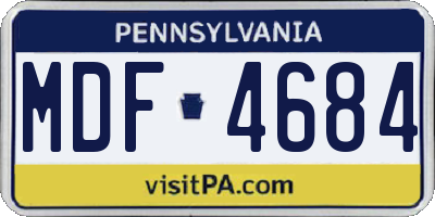 PA license plate MDF4684