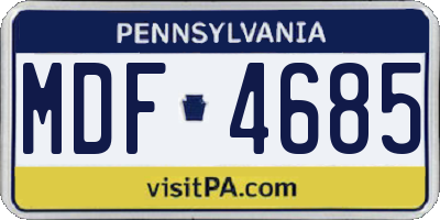 PA license plate MDF4685