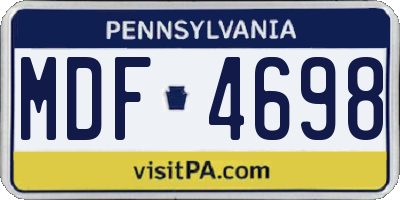 PA license plate MDF4698