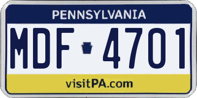 PA license plate MDF4701