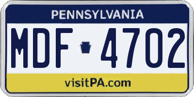 PA license plate MDF4702