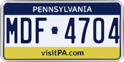 PA license plate MDF4704