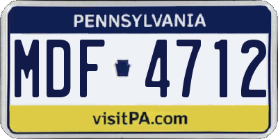 PA license plate MDF4712