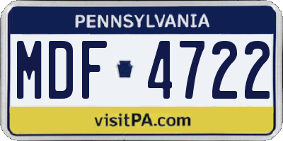 PA license plate MDF4722