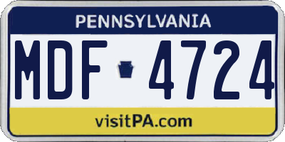 PA license plate MDF4724