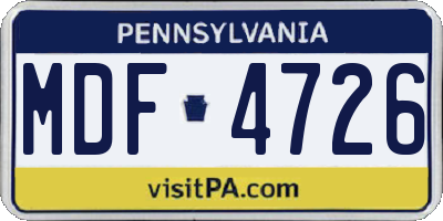 PA license plate MDF4726