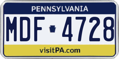 PA license plate MDF4728