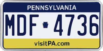 PA license plate MDF4736