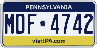PA license plate MDF4742