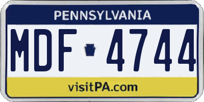 PA license plate MDF4744
