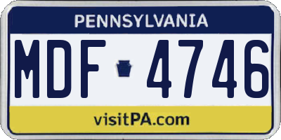 PA license plate MDF4746