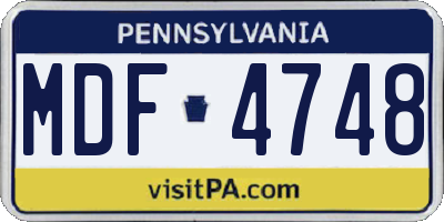 PA license plate MDF4748