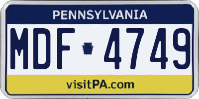 PA license plate MDF4749