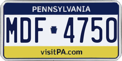 PA license plate MDF4750