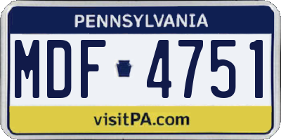 PA license plate MDF4751