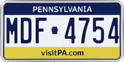 PA license plate MDF4754