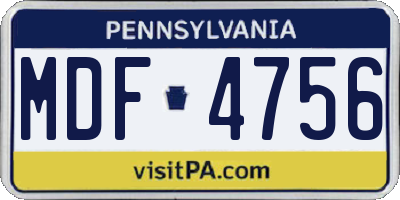 PA license plate MDF4756