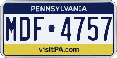 PA license plate MDF4757