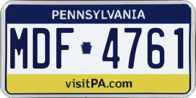 PA license plate MDF4761