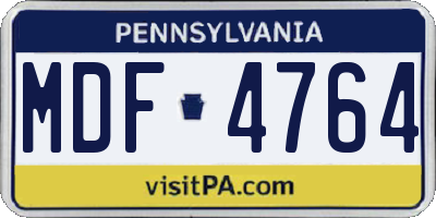 PA license plate MDF4764