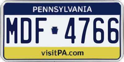 PA license plate MDF4766