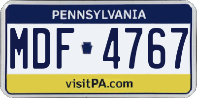 PA license plate MDF4767
