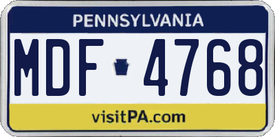 PA license plate MDF4768