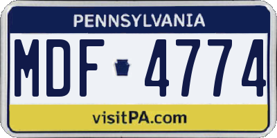PA license plate MDF4774