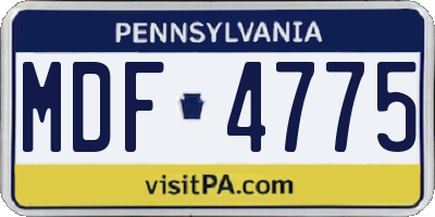 PA license plate MDF4775
