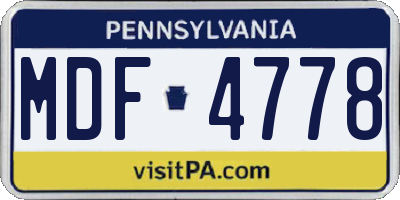 PA license plate MDF4778