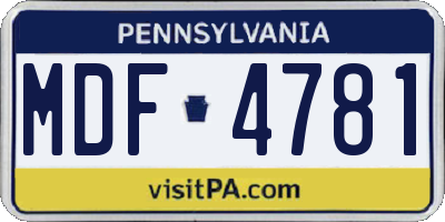 PA license plate MDF4781
