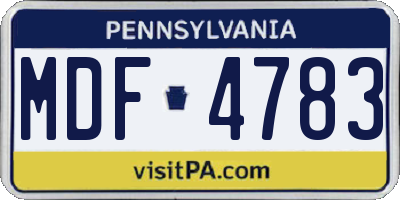 PA license plate MDF4783