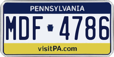 PA license plate MDF4786