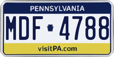 PA license plate MDF4788