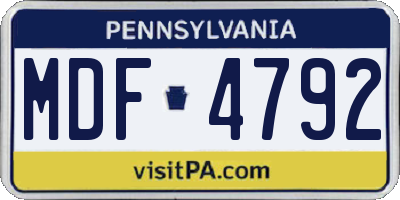 PA license plate MDF4792