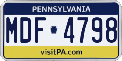 PA license plate MDF4798