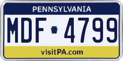 PA license plate MDF4799
