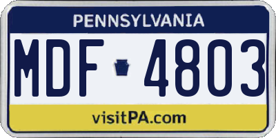 PA license plate MDF4803