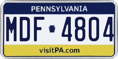 PA license plate MDF4804