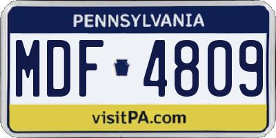 PA license plate MDF4809