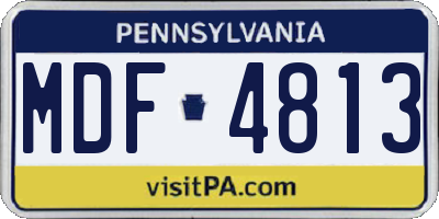PA license plate MDF4813